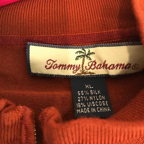 TOMMY BAHAMA BURNT ORANGE 1/4 ZIP SILK BLEND SHIRT SIZE XL - Picture 3 of 8